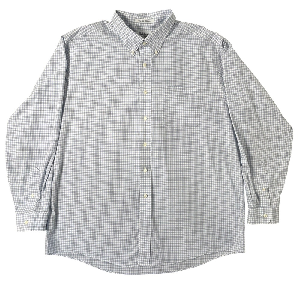 LL Bean Button Down Men XL Wrinkle Resistant Shirt Plaid Business Casual Classic